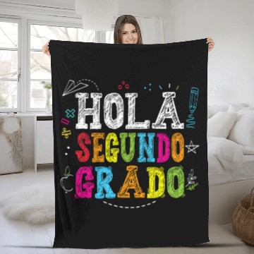 Discover Hola Segundo Grado 2nd Grade Spanish Teacher Kids Fleece Blankets
