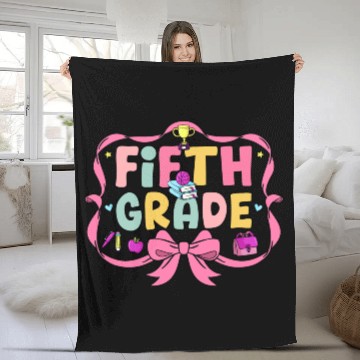 Discover Preppy Back To School 5th Grade Coquette Bow Girls Fleece Blankets