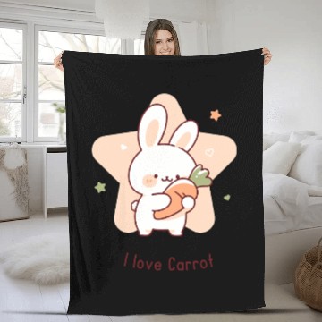 Discover I Love Carrot – Cute Bunny with Carrot Fleece Blankets
