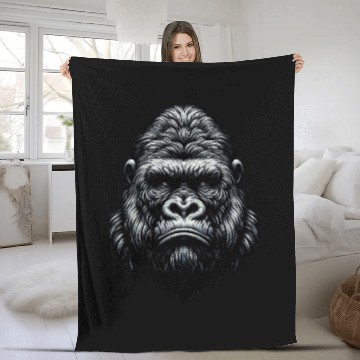 Discover Primal Gaze Gorilla Fleece Blankets