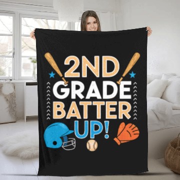 Discover 2nd Grade Batter Up Baseball School Back to Class Fleece Blankets