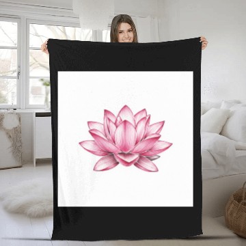 Discover Elegant Pink Lotus Floral Fleece Blankets