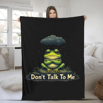 Discover Rainy Mood Frog Illustration Fleece Blankets