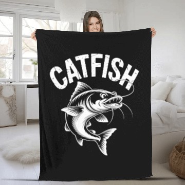 Discover Vintage Catfish Fishing Design Fleece Blankets