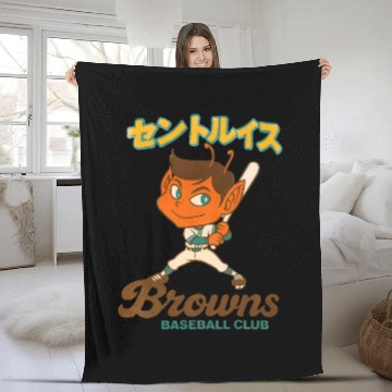 Discover Vintage St Louis Browns Baseball Japan Version Fleece Blankets