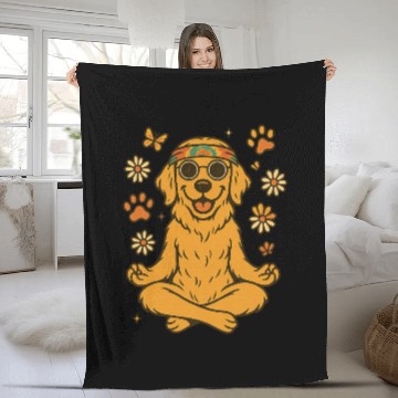 Discover Peaceful Golden Retriever – Boho Vibes Fleece Blankets