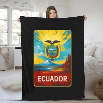 Discover Ecuador - Colorful Emblem Fleece Blankets