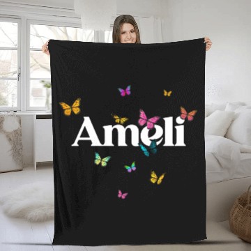 Discover AMELI - beautiful girl name with cute butterflies Fleece Blankets