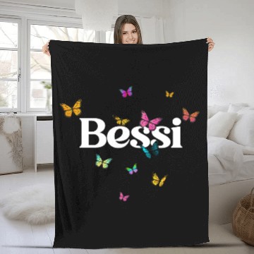 Discover BESSI - beautiful girl name with cute butterflies Fleece Blankets