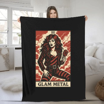 Discover Glam Metal Tarot Card – Fierce, Flashy, and Loud Fleece Blankets