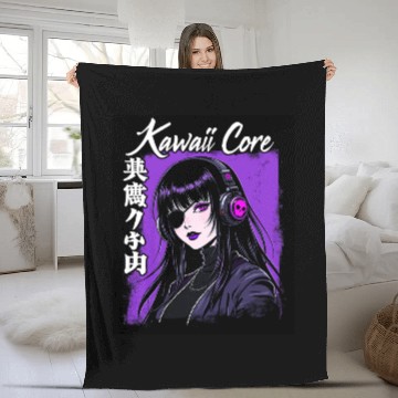 Discover Cyberpunk Girl Kawaii Core Fleece Blankets