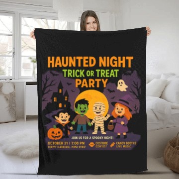 Discover Halloween Trick or Treat Party Design Fleece Blankets