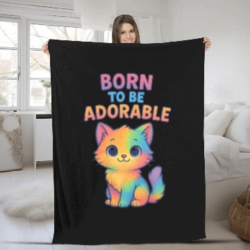 Discover Colorful Adorable Kitten with Affirmation Fleece Blankets