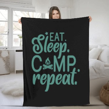 Discover Eat Sleep Camp Repeat Camping Adventure Lover Camp Fleece Blankets