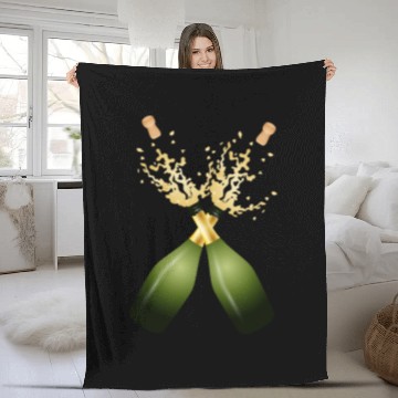 Discover Two Champagne Bottles – for New Year's Eve & Party Fleece Blankets