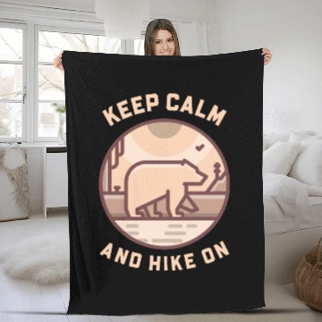 Discover Bear Hiker Retro Illustration Fleece Blankets
