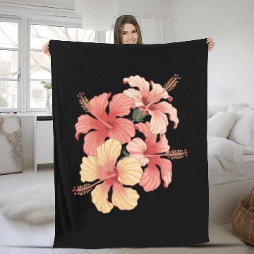 Discover Vibrant Hibiscus Blooms Art Design Fleece Blankets