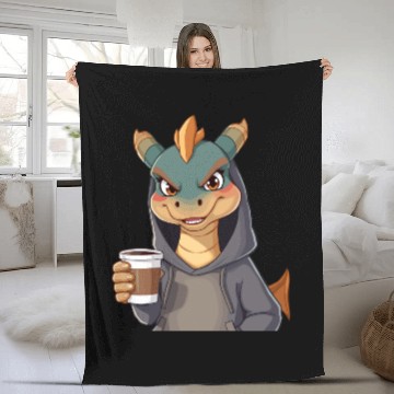 Discover Dragon Character in Cozy Fleece Blankets with Coffee