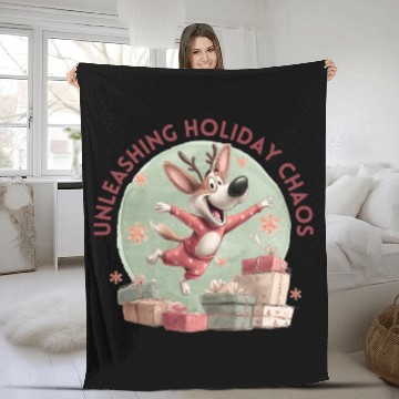 Discover Festive Reindeer Celebration Design Fleece Blankets