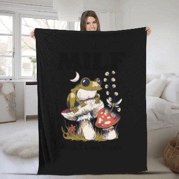 Discover Whimsical Frog and Mushroom Forest Scene Fleece Blankets