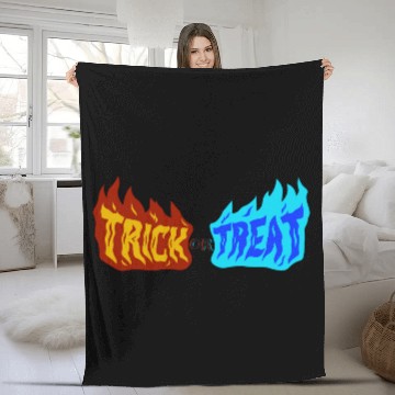 Discover “Trick or Treat Fire & Ice Typography” Fleece Blankets