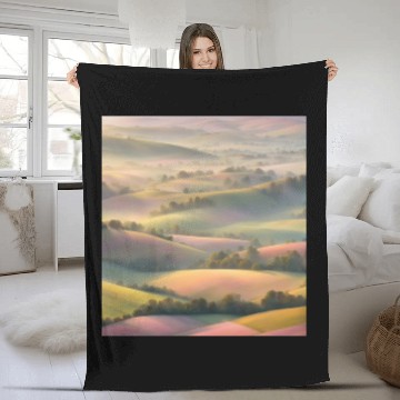 Discover Pastel Rolling Hills Landscape Fleece Blankets