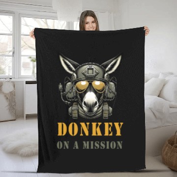 Discover Donkey In Mission Military Fleece Blankets
