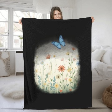 Discover Flowers and butterflies Fleece Blankets