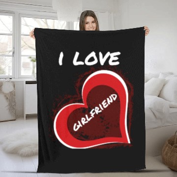 Discover Grunge Style I Love My Girlfriend Heart Design Fleece Blankets