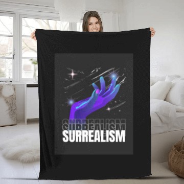 Discover Vivid Surrealism Hand with Cosmic Lights Fleece Blankets
