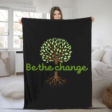 Discover Be the Change Quote with Tree Art Fleece Blankets