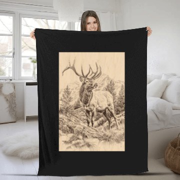 Discover elk in the mountains Fleece Blankets