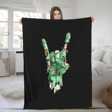 Discover Zombie Hand Rock Sign Zombies Horror Halloween Fleece Blankets