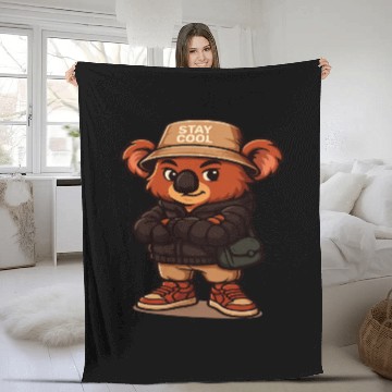 Discover Cool Chameleon Streetwear Mascot - Urban Style Fleece Blankets