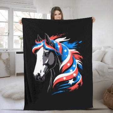 Discover Patriotic Pony with Stars and Stripes Mane Fleece Blankets