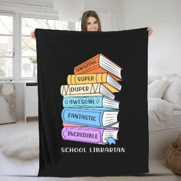 Discover School Librarian Books Bookworm Nerd Fleece Blankets