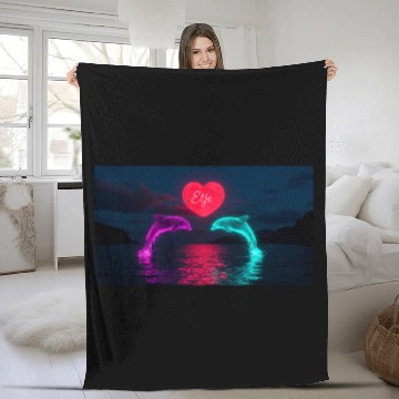 Discover In a stunning digital artwork, two dolphins  Fleece Blankets