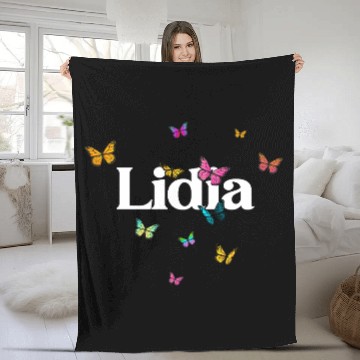 Discover LIDIA - beautiful girl name with cute butterflies Fleece Blankets