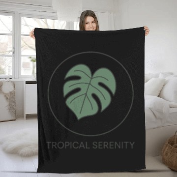 Discover Minimalist Philodendron in Circle Frame Fleece Blankets