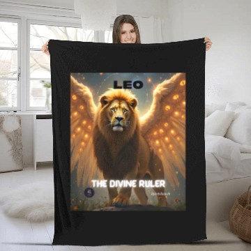 Discover Leo the Divine Ruler with Angel Wings Fleece Blankets