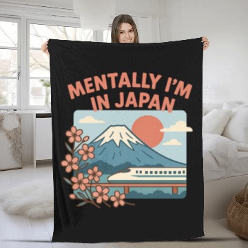 Discover Mentally in Japan Mountain Sunset Fleece Blankets