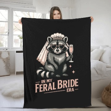 Discover Feral Bride Era Funny Raccoon Bride with Champagne Fleece Blankets