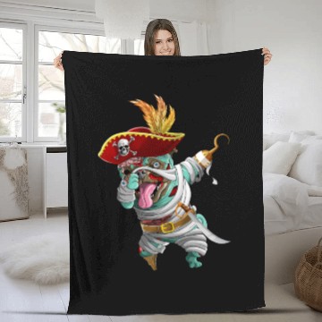 Discover Dabbing Pirate Zombie Mummy Pug Cute Halloween Pug Fleece Blankets