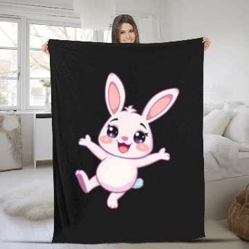 Discover Whimsical Bunny with Sparkling Eyes Fleece Blankets