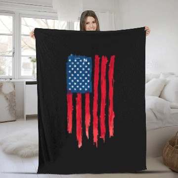 Discover Watercolor American Flag Design Fleece Blankets