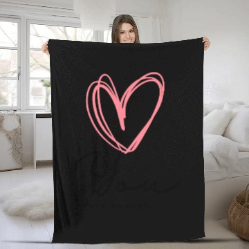 Discover You Are Enough - Self Love Heart Design Fleece Blankets
