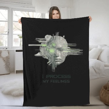 Discover Futuristic Human-AI Fusion Design Fleece Blankets