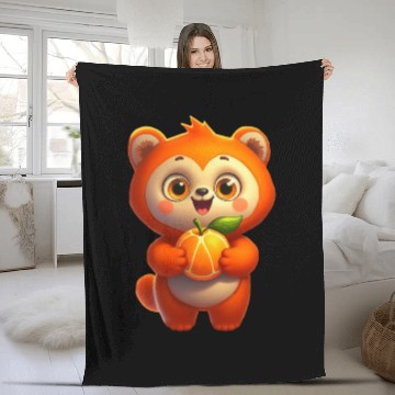 Discover Bear with orange Fleece Blankets