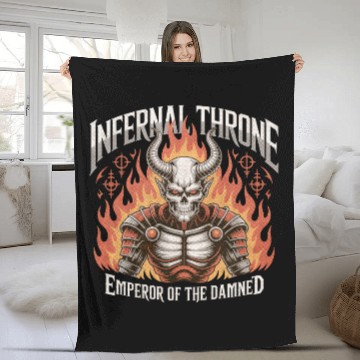 Discover Biomechanical Skull Flame Metal Fleece Blankets