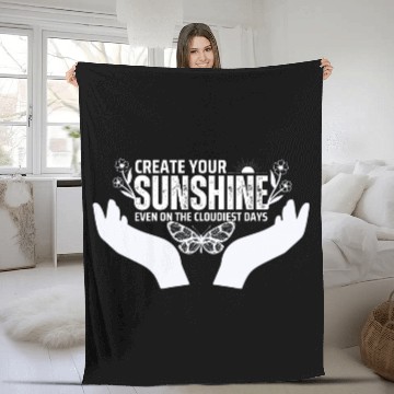 Discover Hopeful Sunshine Motivational Quote Fleece Blankets